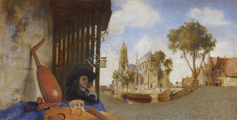 A View of Delft, with a Musical Instrument Seller's Stall